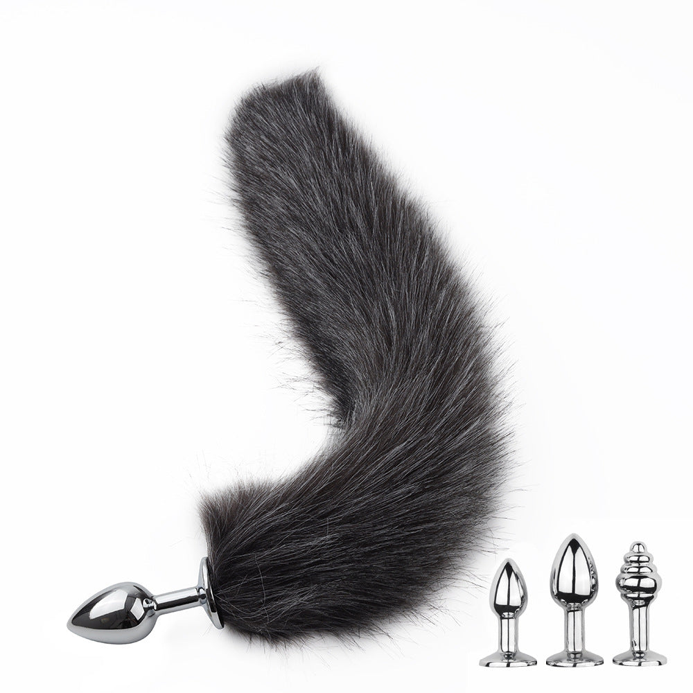 Laddymoda 3pcs / set staccabile finta pelliccia volpe coda anale metallo, tre spine butt plug, giochi di ruolo di sesso, giocattoli sessuali per uomini e donne