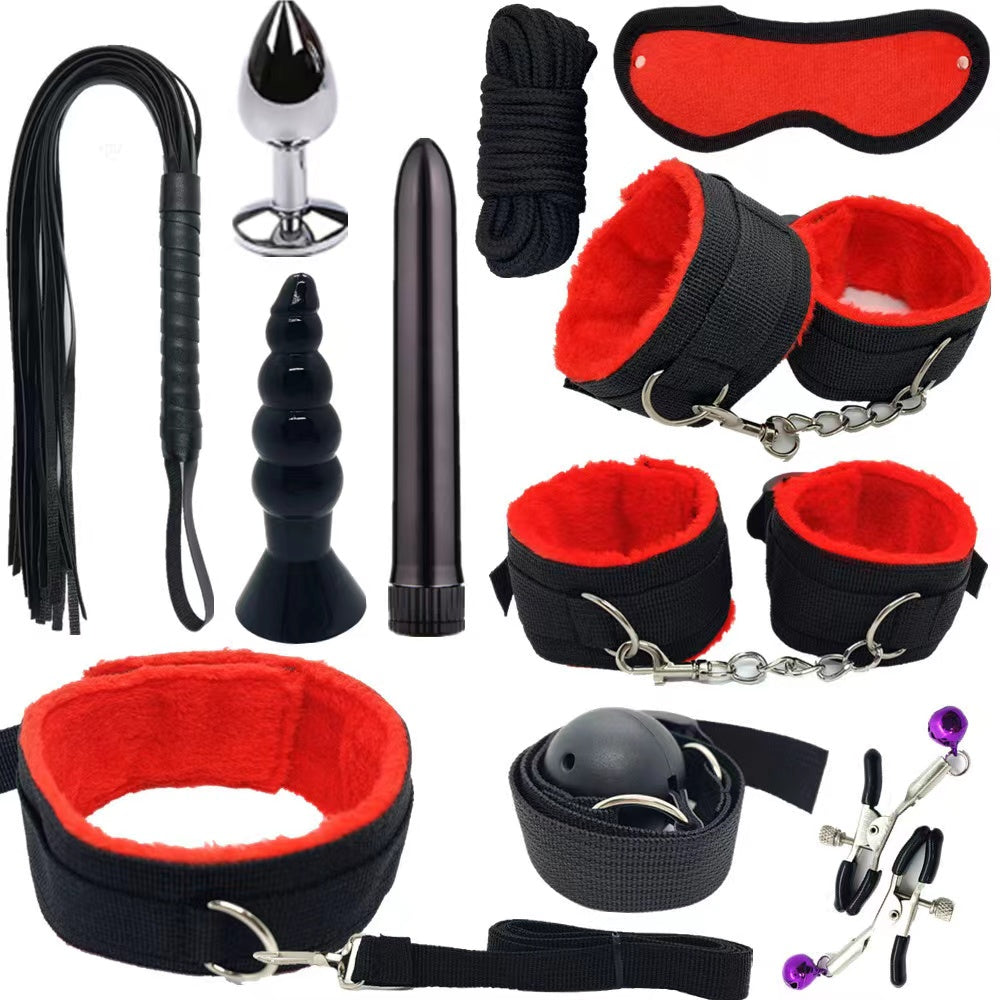 Laddymoda 1 Set Manette da uomo Occhi Blinder Whip Peluche Sex Toys, 11pcs SM Tools Regalo di San Valentino
