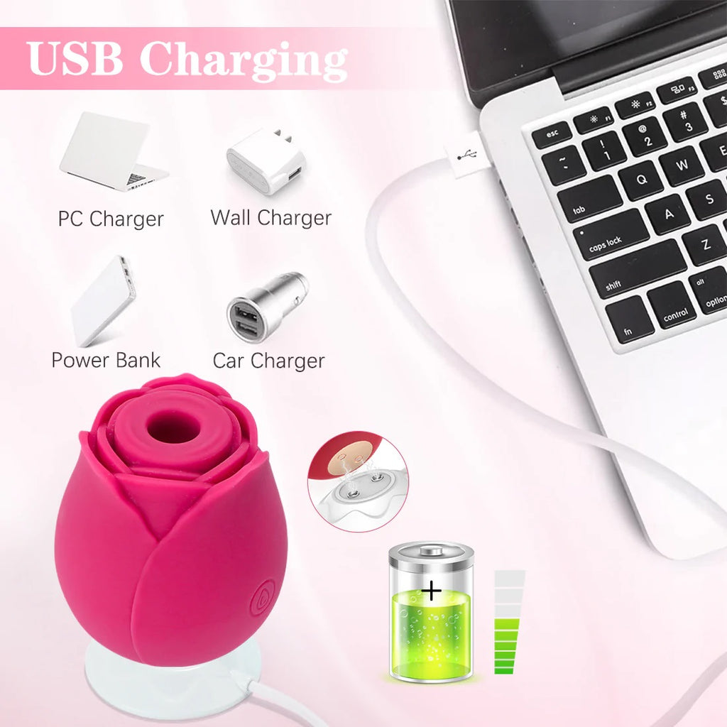 Laddymoda 1pc Rose Vibrator, 7 modalità di suzione, giocattolo clitoride, massaggiatore vaginale, giocattoli sessuali per adulti