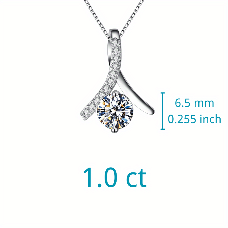 1pc 1 CARAT-3 CARAT Moissanite,925 Sterling Silver Hot Selling Trendy Simple Herringbone Pendant Necklace