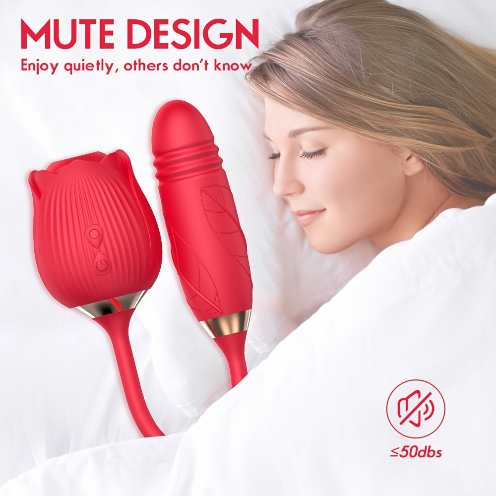 Laddymoda 1pc Rose Toy con 10 modalità di inserimento e vibrazione, vibratore giocattolo rosa per donne con dildo di inserimento, giocattolo sessuale con clitoride, maglione retrattile, massaggio capezzolo masturbazione giocattolo sessuale femminile