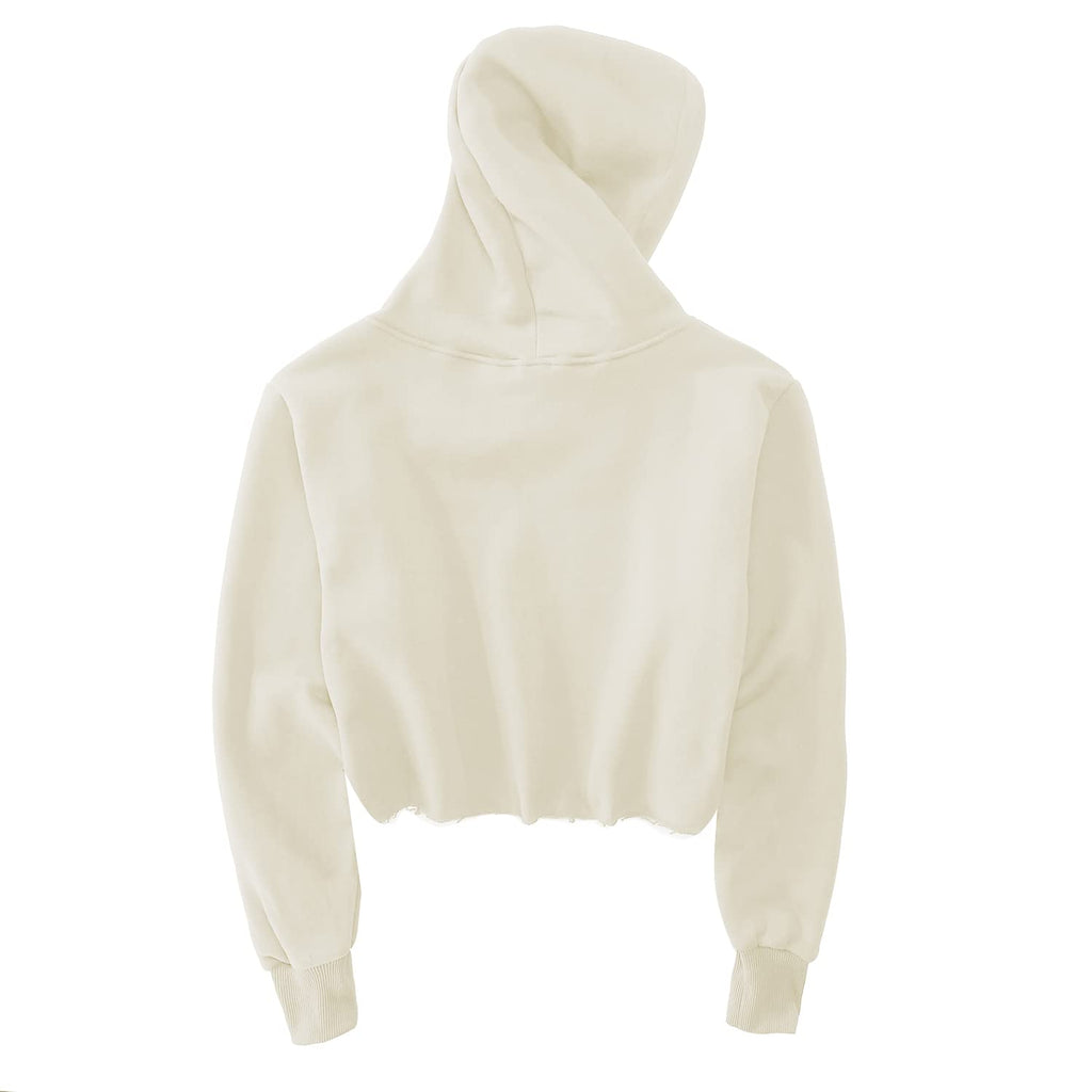 Women's Cropped Hoodie Fleece Long Sleeve Pullover Cut Off Hood Sweatshirt