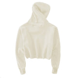 Women's Cropped Hoodie Fleece Long Sleeve Pullover Cut Off Hood Sweatshirt