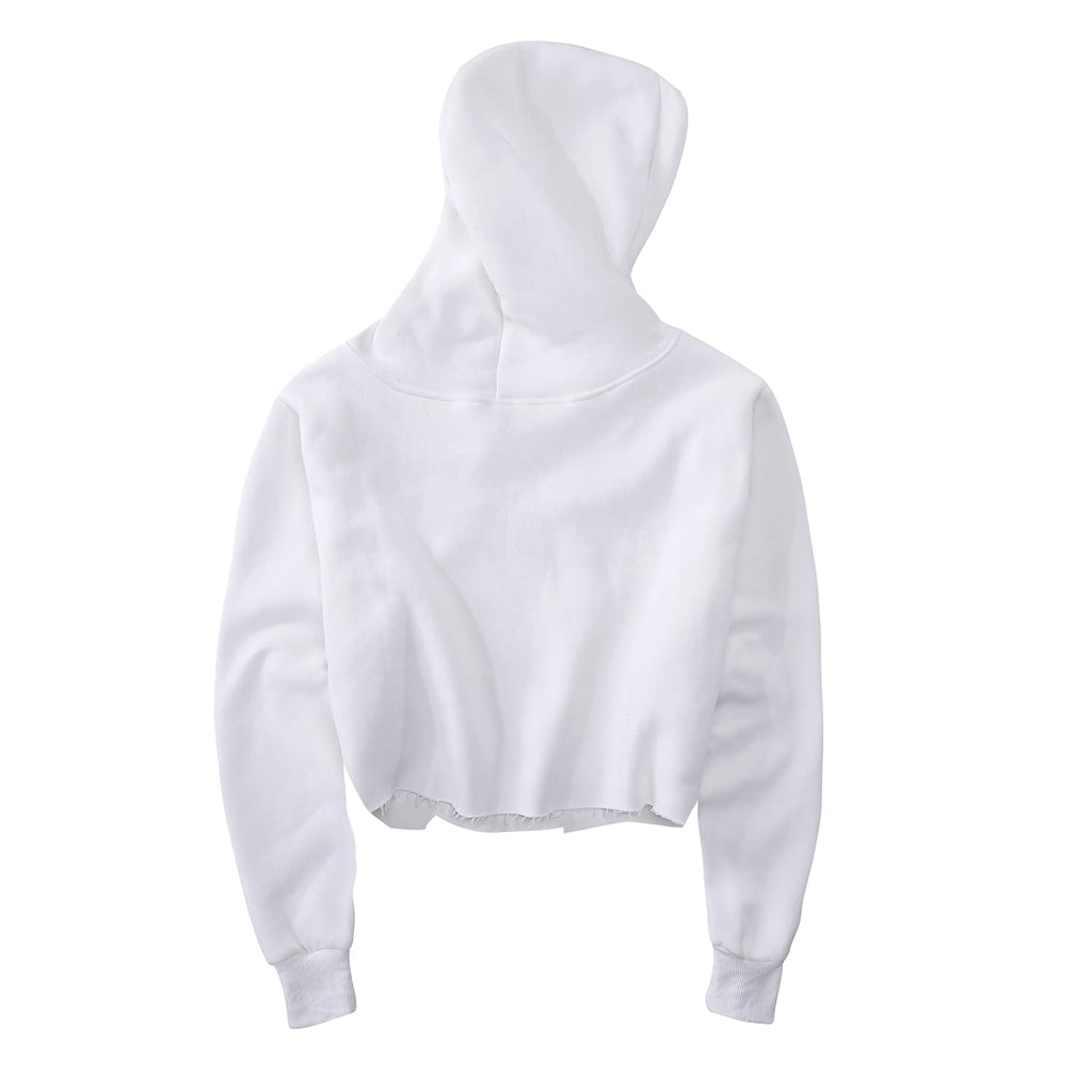 Women's Cropped Hoodie Fleece Long Sleeve Pullover Cut Off Hood Sweatshirt