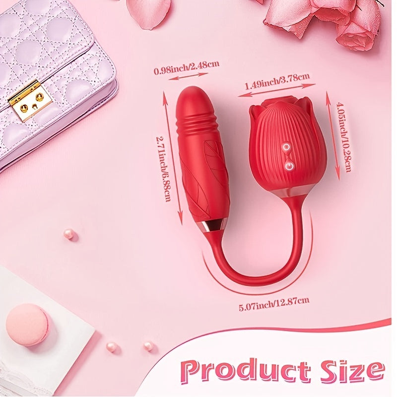 Laddymoda 1pc Rose Toy con 10 modalità di inserimento e vibrazione, vibratore giocattolo rosa per donne con dildo di inserimento, giocattolo sessuale con clitoride, maglione retrattile, massaggio capezzolo masturbazione giocattolo sessuale femminile