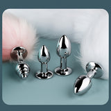 Laddymoda 3pcs / set staccabile finta pelliccia volpe coda anale metallo, tre spine butt plug, giochi di ruolo di sesso, giocattoli sessuali per uomini e donne