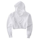 Women's Cropped Hoodie Fleece Long Sleeve Pullover Cut Off Hood Sweatshirt