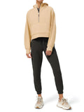Womens Hoodies Fleece Lined Collar Pullover 1/2 Zipper Sweatshirts Long Sleeve Crop Tops Sweater Thumb Hole