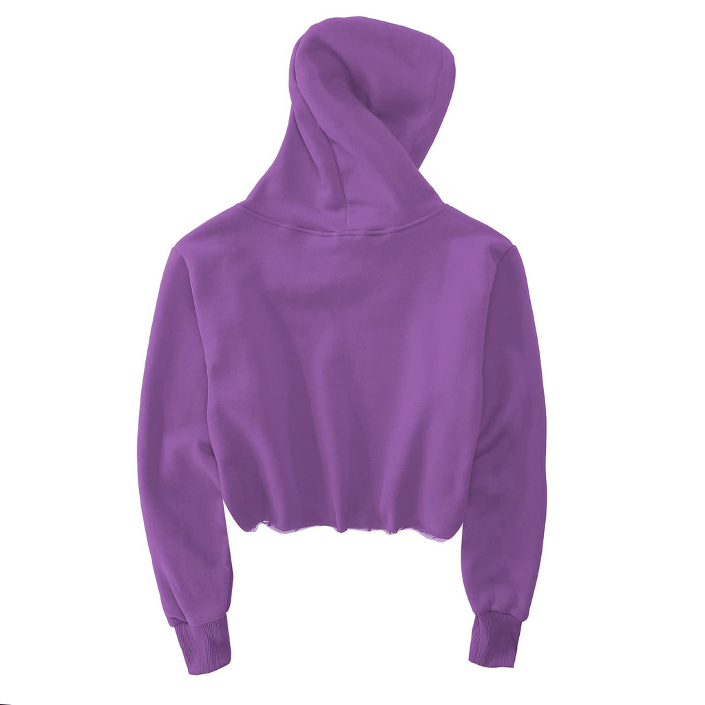 Women's Cropped Hoodie Fleece Long Sleeve Pullover Cut Off Hood Sweatshirt