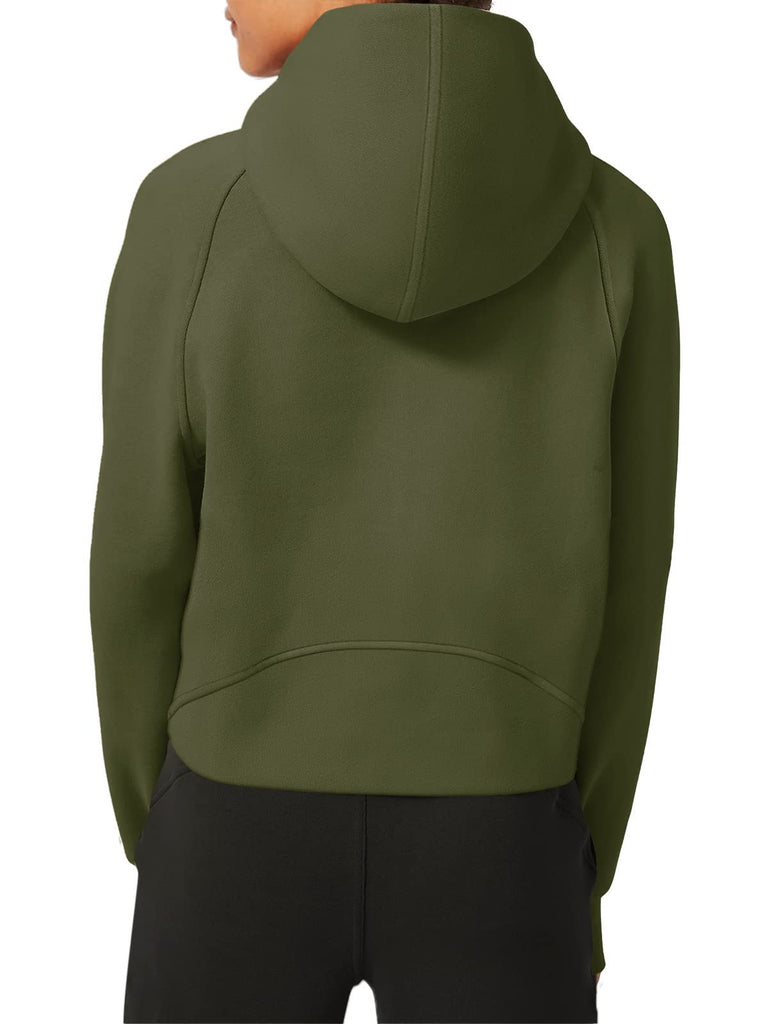 Womens Hoodies Fleece Lined Collar Pullover 1/2 Zipper Sweatshirts Long Sleeve Crop Tops Sweater Thumb Hole