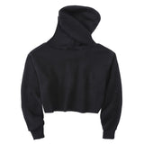 Women's Cropped Hoodie Fleece Long Sleeve Pullover Cut Off Hood Sweatshirt