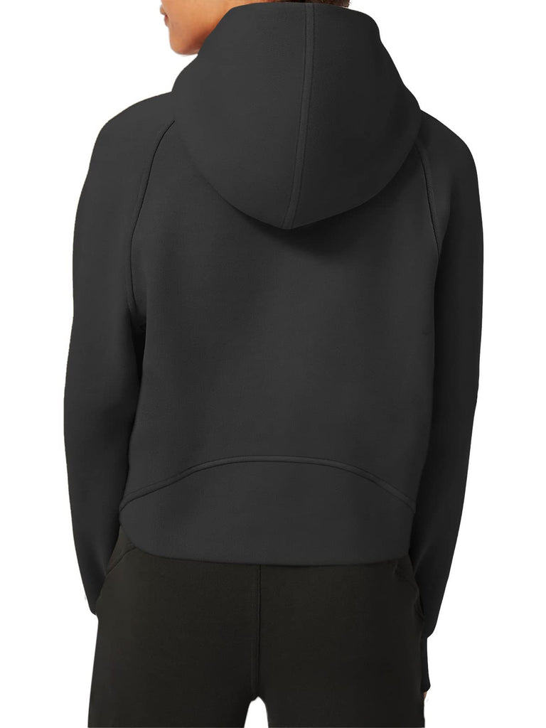 Womens Hoodies Fleece Lined Collar Pullover 1/2 Zipper Sweatshirts Long Sleeve Crop Tops Sweater Thumb Hole