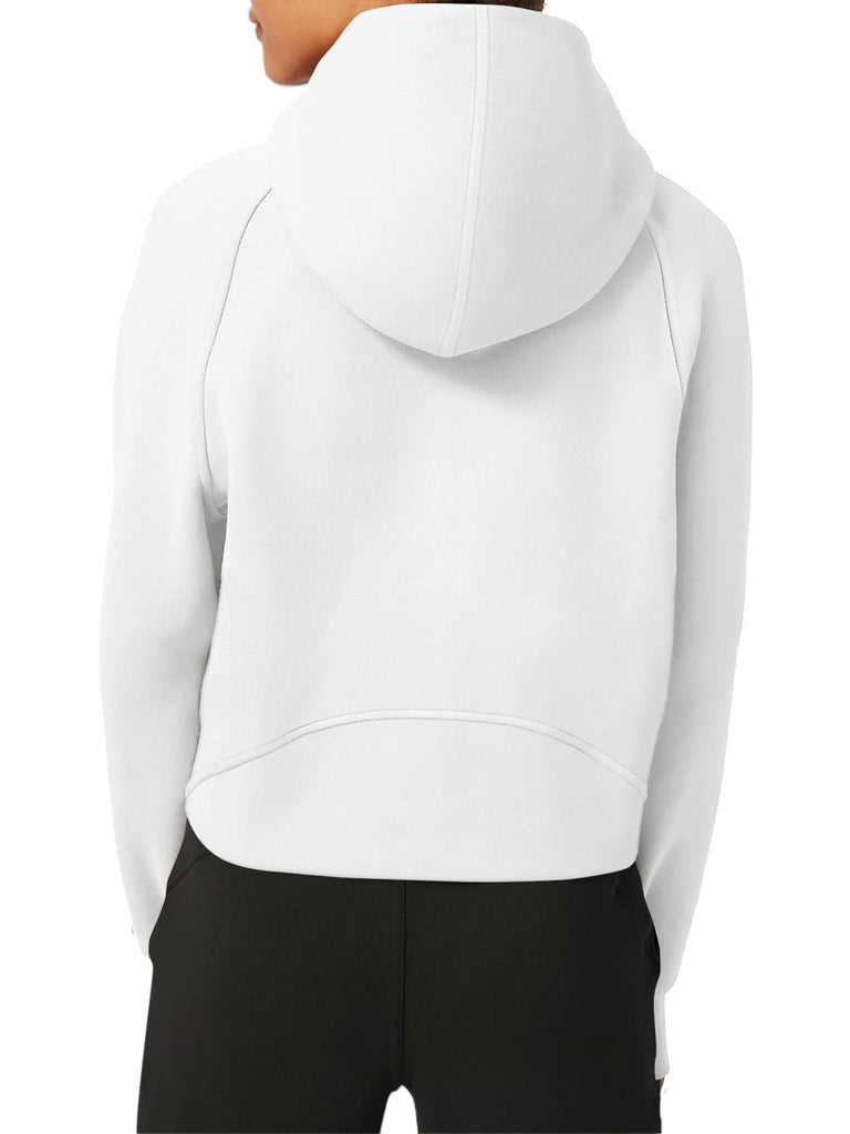 Womens Hoodies Fleece Lined Collar Pullover 1/2 Zipper Sweatshirts Long Sleeve Crop Tops Sweater Thumb Hole