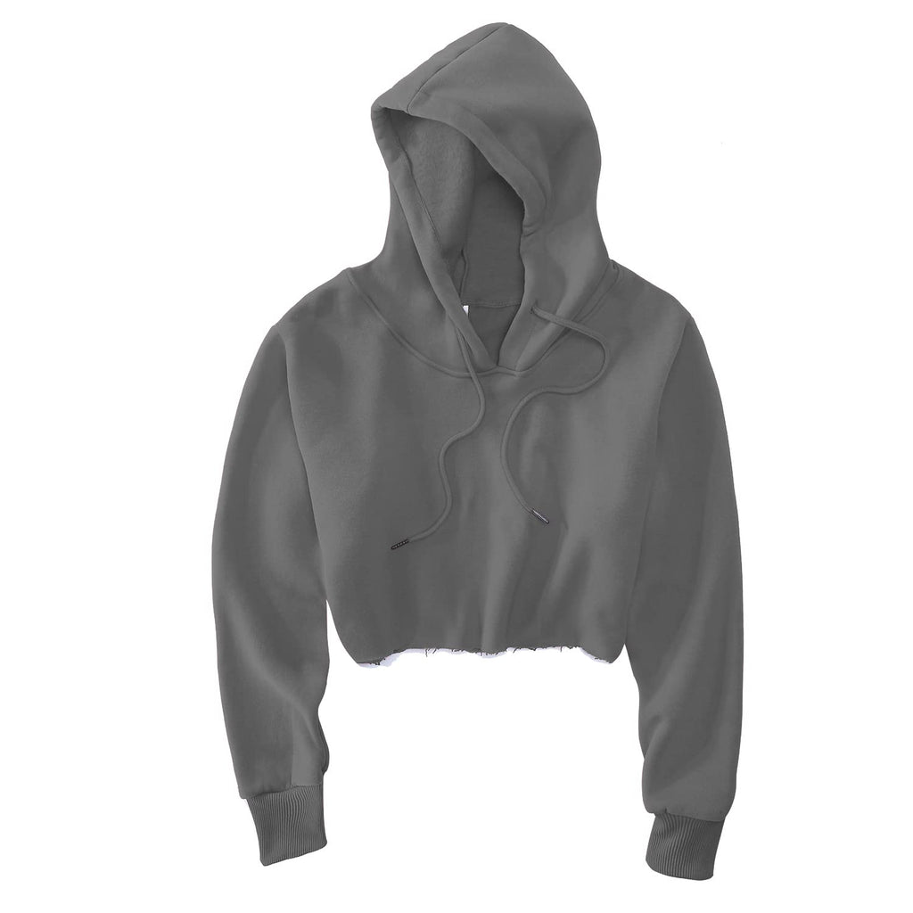 Women's Cropped Hoodie Fleece Long Sleeve Pullover Cut Off Hood Sweatshirt