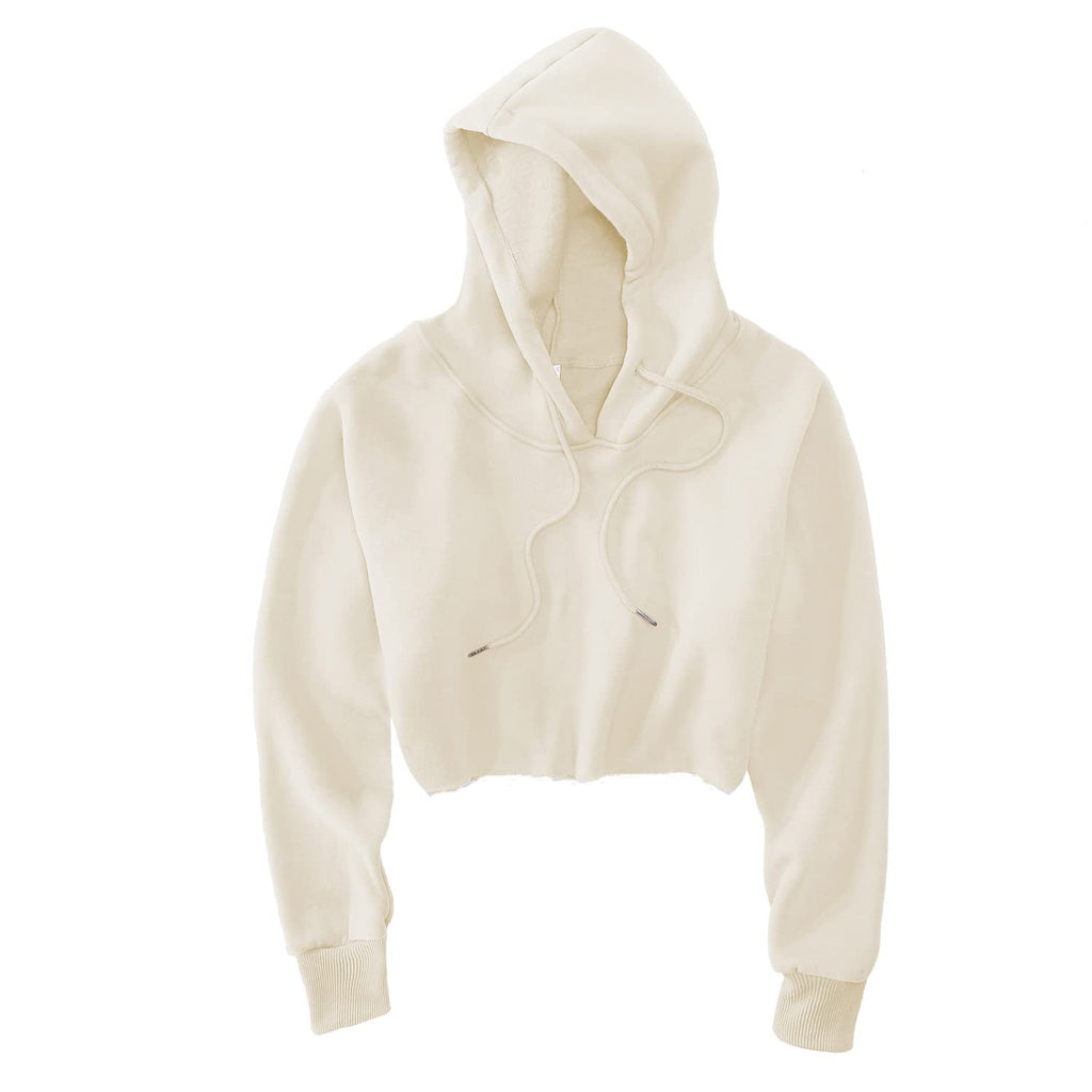 Women's Cropped Hoodie Fleece Long Sleeve Pullover Cut Off Hood Sweatshirt