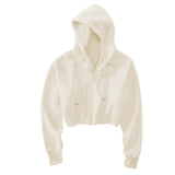 Women's Cropped Hoodie Fleece Long Sleeve Pullover Cut Off Hood Sweatshirt