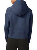 Womens Hoodies Fleece Lined Collar Pullover 1/2 Zipper Sweatshirts Long Sleeve Crop Tops Sweater Thumb Hole