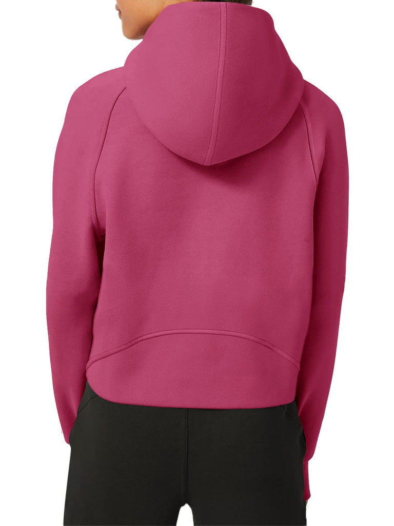 Womens Hoodies Fleece Lined Collar Pullover 1/2 Zipper Sweatshirts Long Sleeve Crop Tops Sweater Thumb Hole