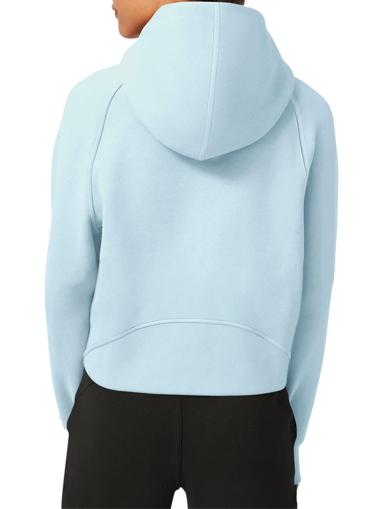 Womens Hoodies Fleece Lined Collar Pullover 1/2 Zipper Sweatshirts Long Sleeve Crop Tops Sweater Thumb Hole