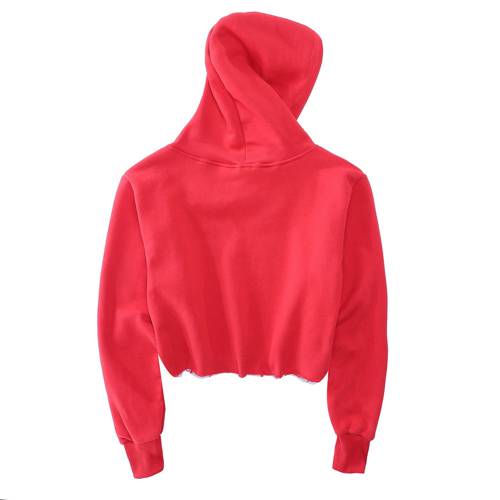 Women's Cropped Hoodie Fleece Long Sleeve Pullover Cut Off Hood Sweatshirt
