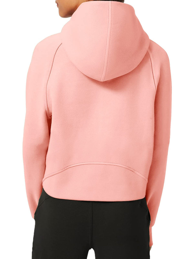 Womens Hoodies Fleece Lined Collar Pullover 1/2 Zipper Sweatshirts Long Sleeve Crop Tops Sweater Thumb Hole
