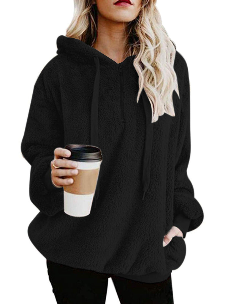 Century Star Women's Fuzzy Hoodies Sport Pullover Hoodie Athletic Cozy Oversized Pockets Hooded Sweatshirt Fleece Hoodies