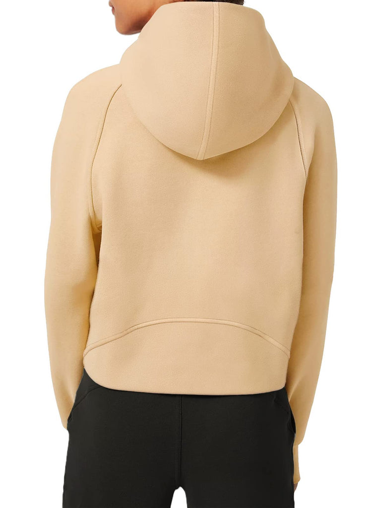 Womens Hoodies Fleece Lined Collar Pullover 1/2 Zipper Sweatshirts Long Sleeve Crop Tops Sweater Thumb Hole