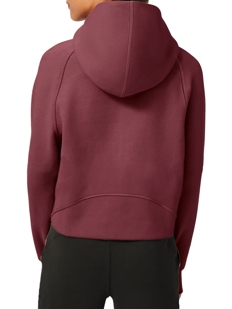 Womens Hoodies Fleece Lined Collar Pullover 1/2 Zipper Sweatshirts Long Sleeve Crop Tops Sweater Thumb Hole