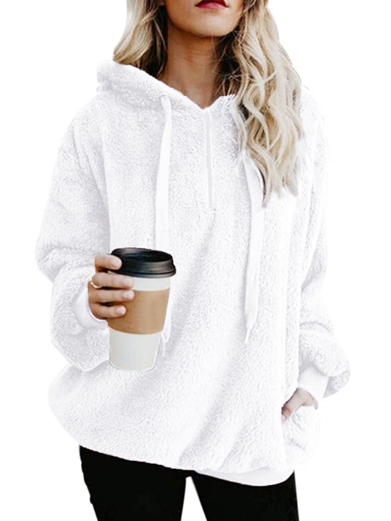 Century Star Women's Fuzzy Hoodies Sport Pullover Hoodie Athletic Cozy Oversized Pockets Hooded Sweatshirt Fleece Hoodies