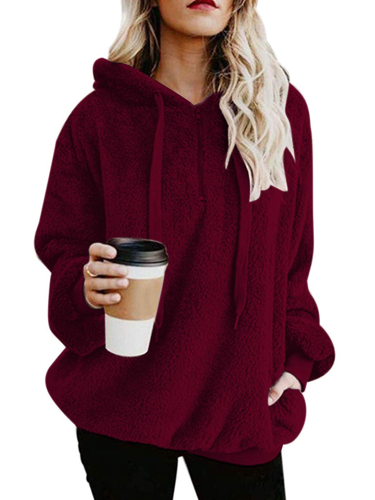 Century Star Women's Fuzzy Hoodies Sport Pullover Hoodie Athletic Cozy Oversized Pockets Hooded Sweatshirt Fleece Hoodies