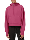 Womens Hoodies Fleece Lined Collar Pullover 1/2 Zipper Sweatshirts Long Sleeve Crop Tops Sweater Thumb Hole