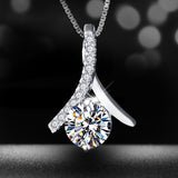 1pc 1 CARAT-3 CARAT Moissanite,925 Sterling Silver Hot Selling Trendy Simple Herringbone Pendant Necklace
