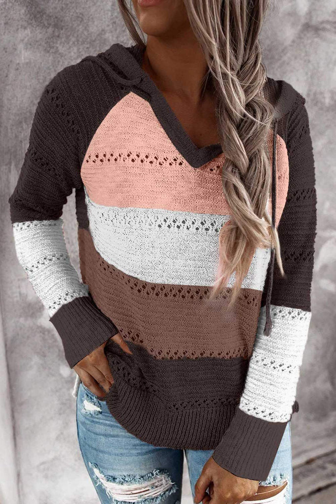 Women's Fashion Hoodies Sweatshirts Striped Lightweight Knit Pullover Sweaters