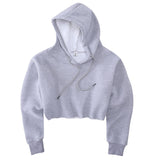 Women's Cropped Hoodie Fleece Long Sleeve Pullover Cut Off Hood Sweatshirt