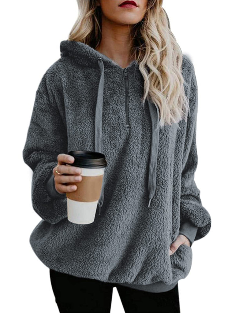 Century Star Women's Fuzzy Hoodies Sport Pullover Hoodie Athletic Cozy Oversized Pockets Hooded Sweatshirt Fleece Hoodies
