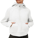 Womens Hoodies Fleece Lined Collar Pullover 1/2 Zipper Sweatshirts Long Sleeve Crop Tops Sweater Thumb Hole