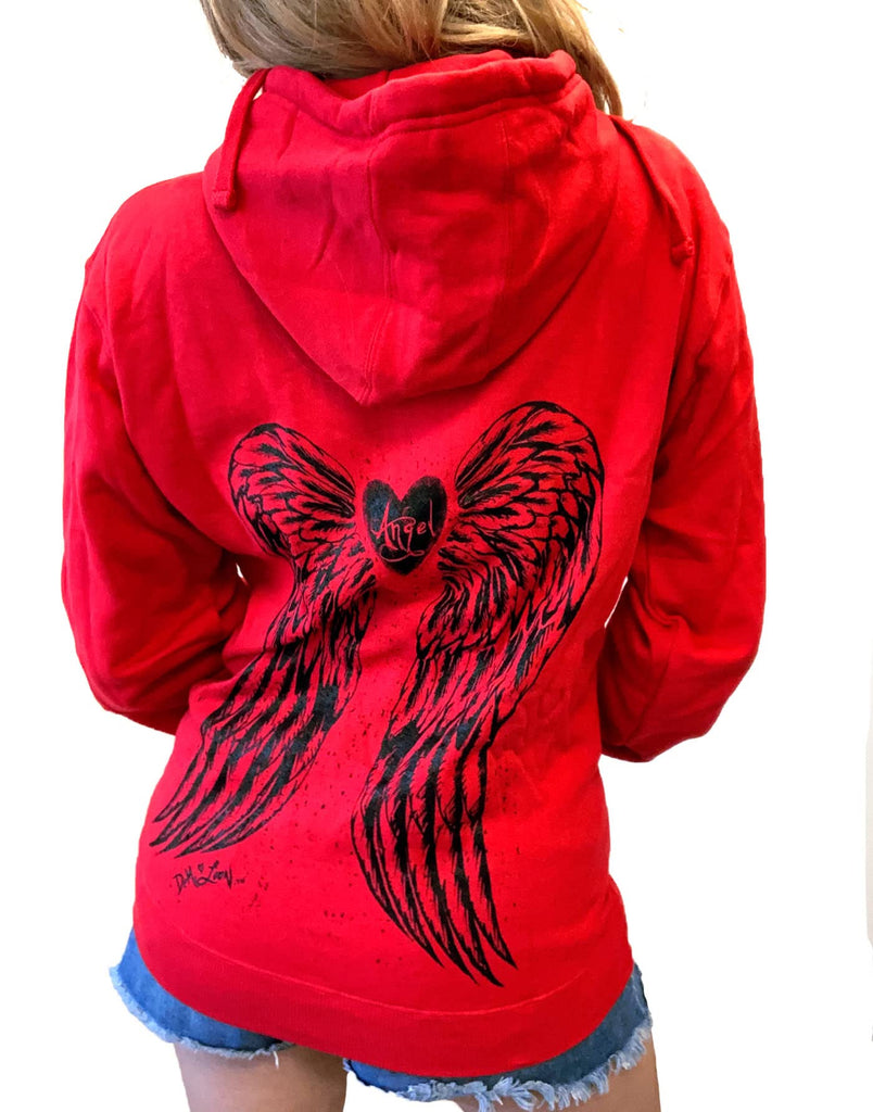 Sexy Angel Wings Tattoo Roses Hoodie Graphic Sexy Women's Pullover Motorcycle hooded Sweatshirt