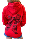 Sexy Angel Wings Tattoo Roses Hoodie Graphic Sexy Women's Pullover Motorcycle hooded Sweatshirt