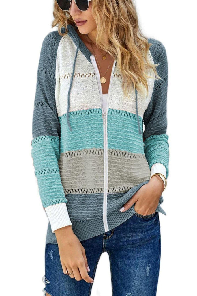 Women's Fashion Hoodies Sweatshirts Striped Lightweight Knit Pullover Sweaters