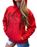 Sexy Angel Wings Tattoo Roses Hoodie Graphic Sexy Women's Pullover Motorcycle hooded Sweatshirt