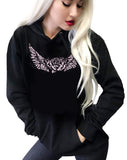 Sexy Angel Wings Tattoo Roses Hoodie Graphic Sexy Women's Pullover Motorcycle hooded Sweatshirt