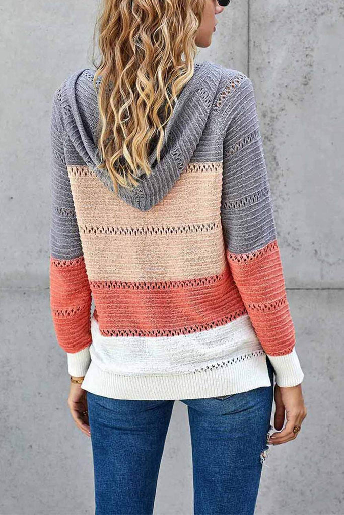 Women's Fashion Hoodies Sweatshirts Striped Lightweight Knit Pullover Sweaters