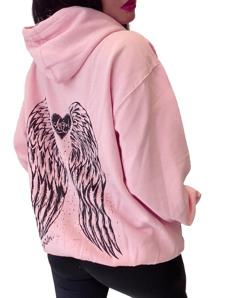 Sexy Angel Wings Tattoo Roses Hoodie Graphic Sexy Women's Pullover Motorcycle hooded Sweatshirt