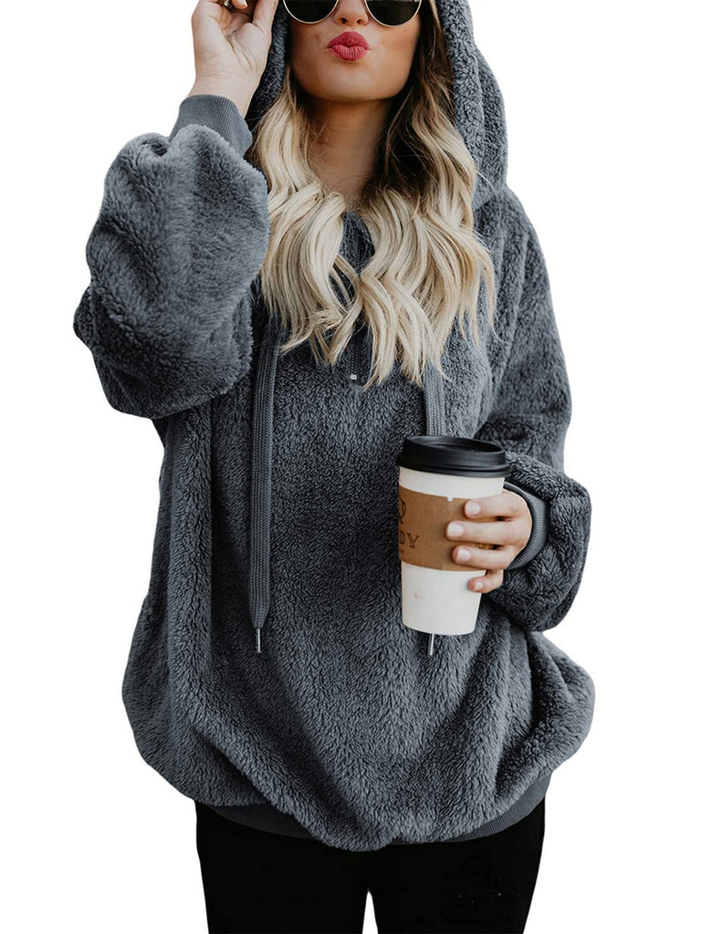 Century Star Women's Fuzzy Hoodies Sport Pullover Hoodie Athletic Cozy Oversized Pockets Hooded Sweatshirt Fleece Hoodies