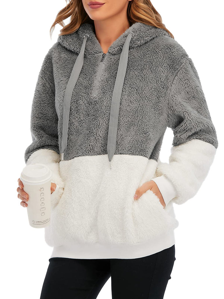 Century Star Women's Fuzzy Hoodies Sport Pullover Hoodie Athletic Cozy Oversized Pockets Hooded Sweatshirt Fleece Hoodies