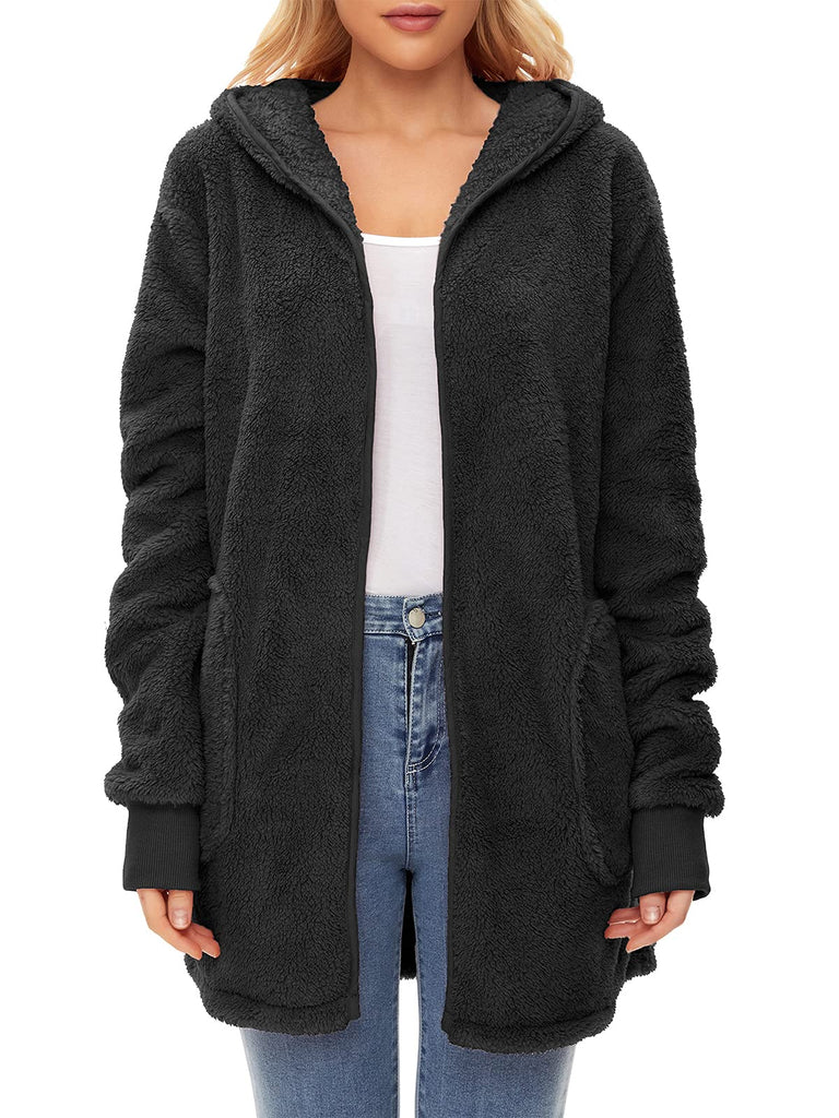 Century Star Women's Fuzzy Hoodies Sport Pullover Hoodie Athletic Cozy Oversized Pockets Hooded Sweatshirt Fleece Hoodies