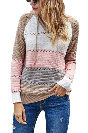 Women's Fashion Hoodies Sweatshirts Striped Lightweight Knit Pullover Sweaters