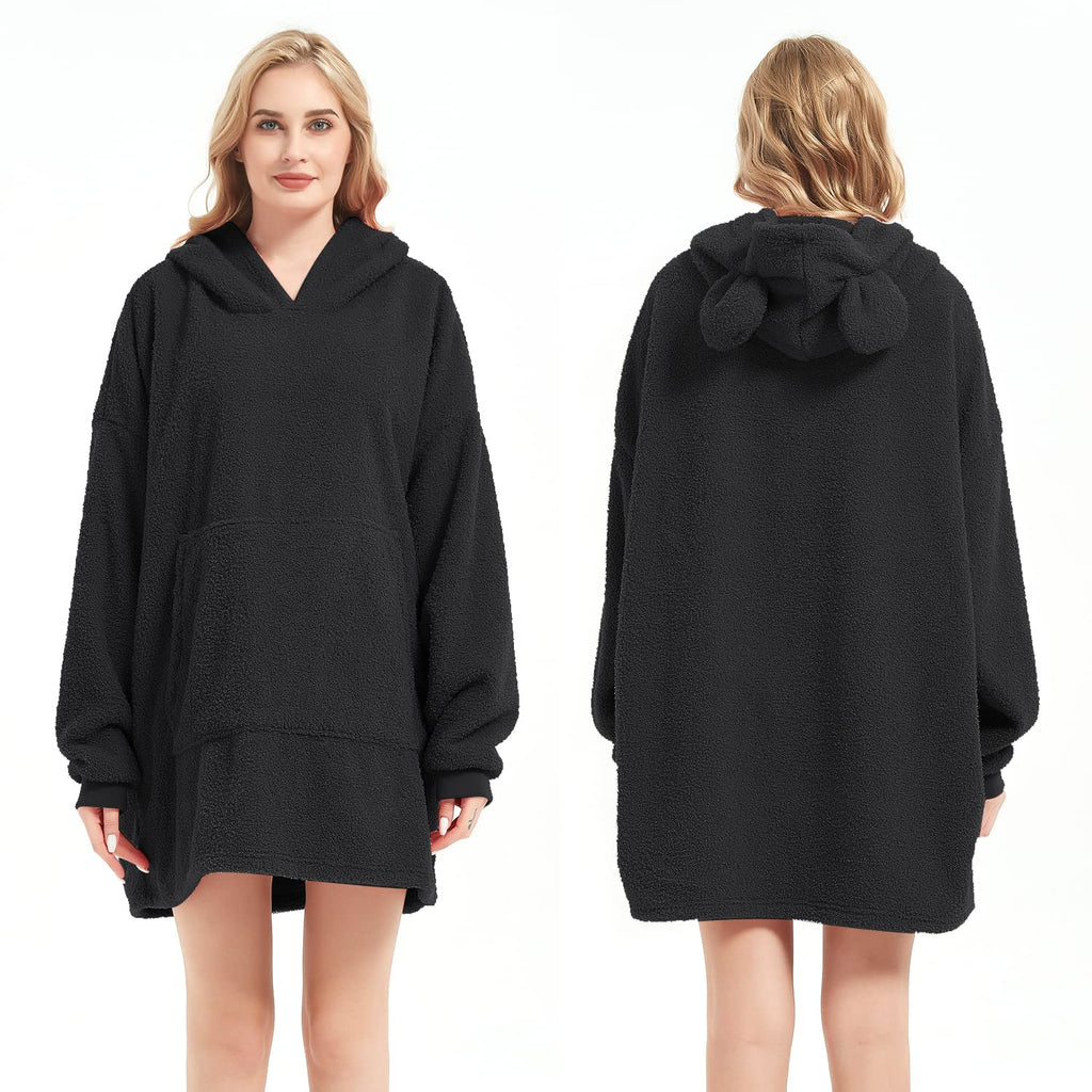 Wearable Blanket Hoodie Sweatshirt for Women Men, Teddy Oversized Hoodie Sherpa Blanket with Pockets for Adult Teen