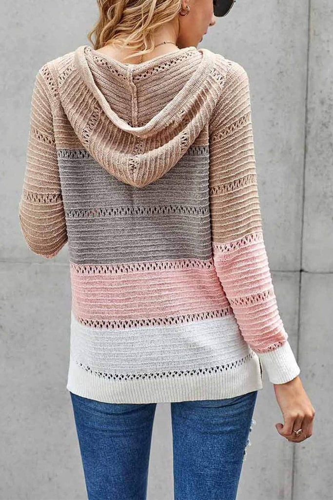Women's Fashion Hoodies Sweatshirts Striped Lightweight Knit Pullover Sweaters