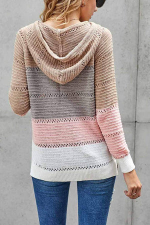 Women's Fashion Hoodies Sweatshirts Striped Lightweight Knit Pullover Sweaters
